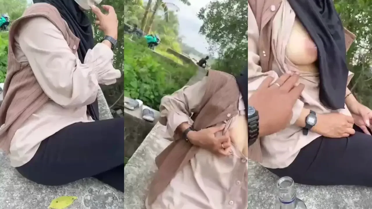 Hijab ikut pacarnya mancing malah sangge di pemancingan...
